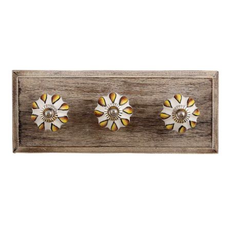 Sunflower Ceramic Wooden Hooks